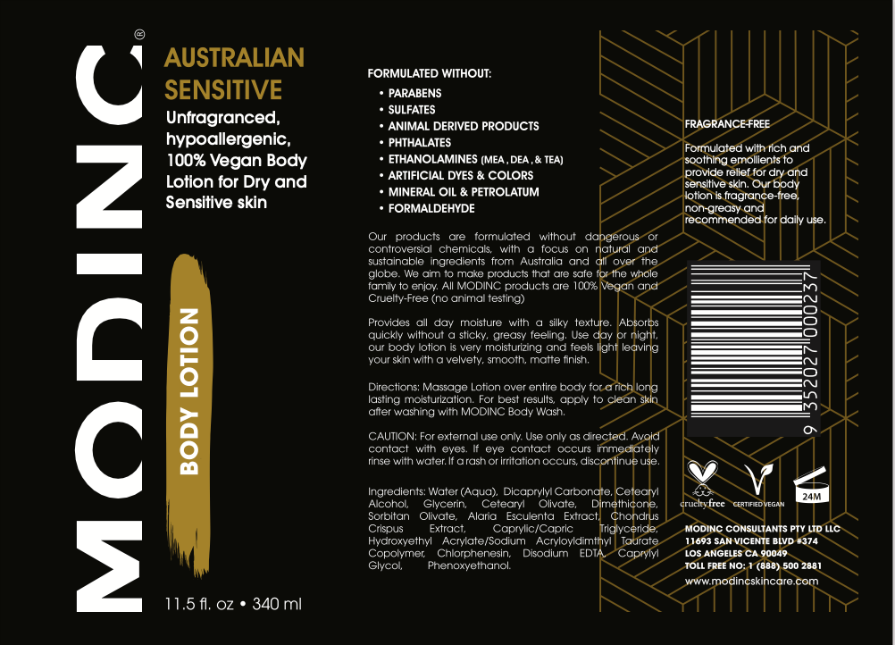 Loción corporal sensible australiana